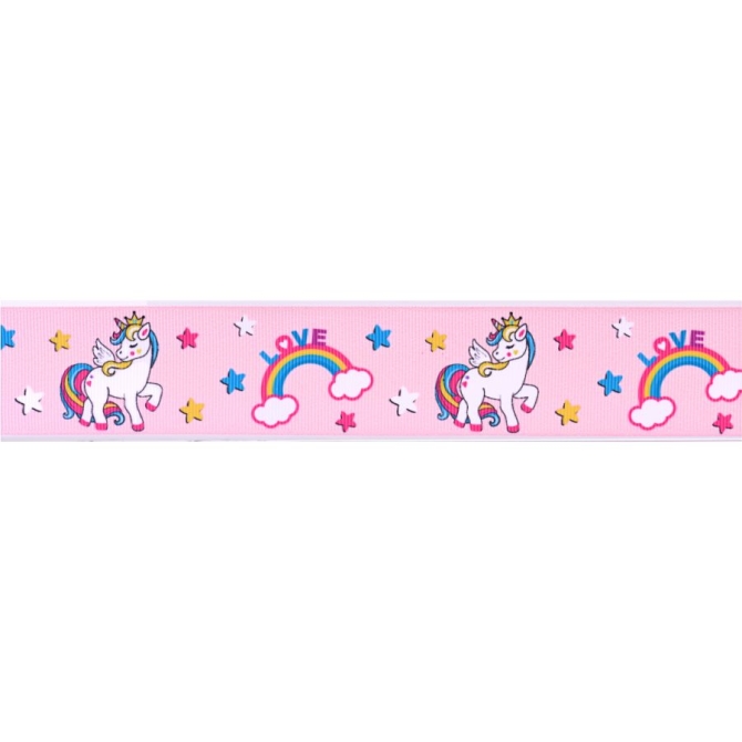 Ruban de Gteau Licorne Rose (4 cm - 1 m) 