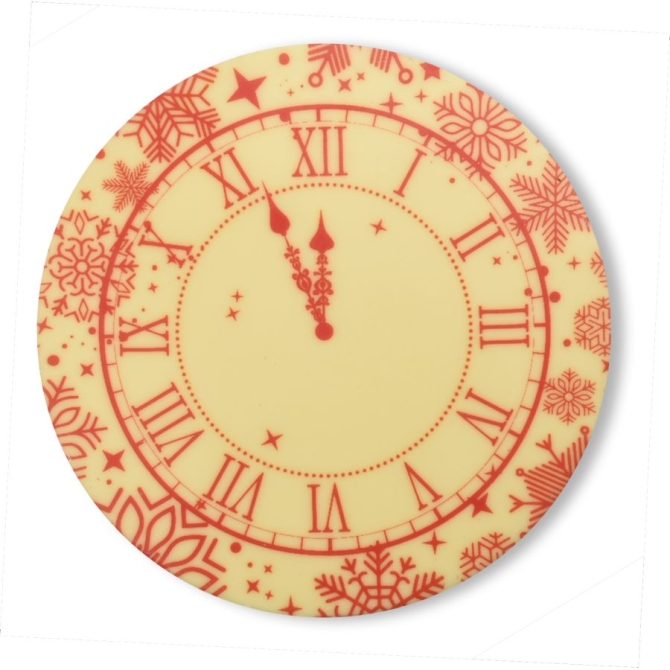 1 Horloge Nouvel An Ø 12 cm – Chocolat Blanc