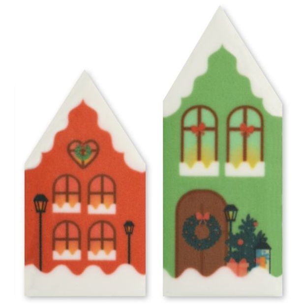 Assortiment 2 Maisons Scandinaves  5 cm  Sucre 