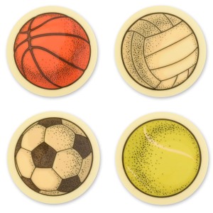 4 Mini Disques Sport ( 6 cm) - Chocolat Blanc