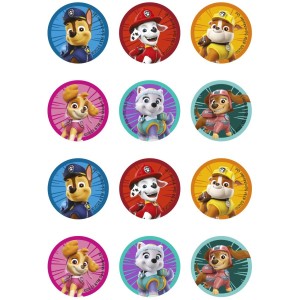 12 Stickers à Biscuits Pat Patrouille (5,8 cm) - Sucre