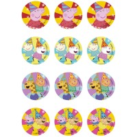 12 Stickers  Biscuits Peppa Pig (5,8 cm) - Sucre