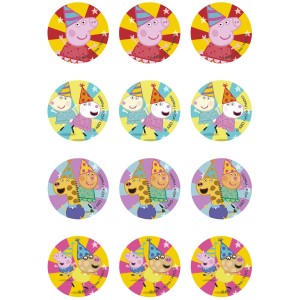 12 Stickers à Biscuits Peppa Pig (5,8 cm) - Sucre