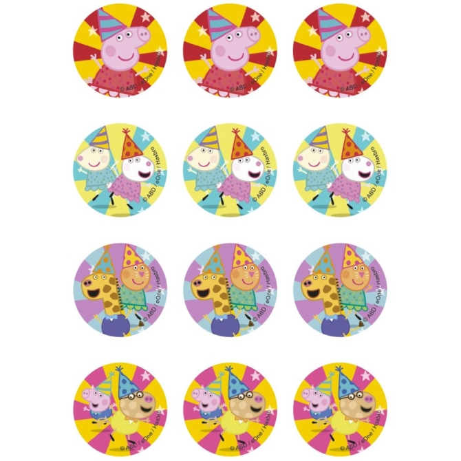 12 Stickers  Biscuits Peppa Pig (5, 8 cm) - Sucre 