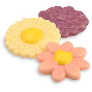 Assortiment de 3 Fleurs   3,5 cm  Chocolat blanc