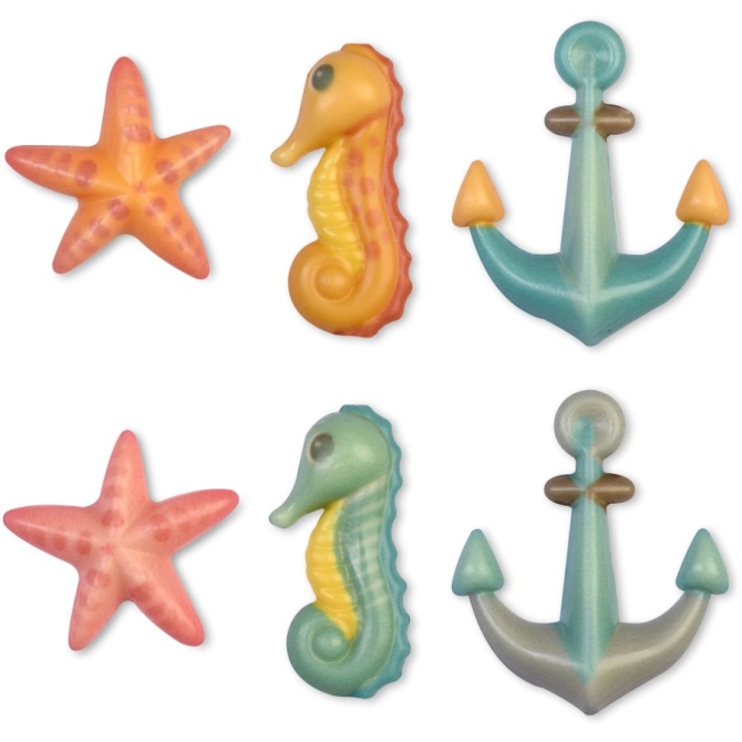 Assortiment de 3 Dcors Marins  Chocolat blanc 