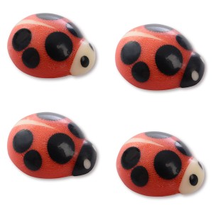 4 Mini Coccinelles   1,5 cm  Chocolat blanc