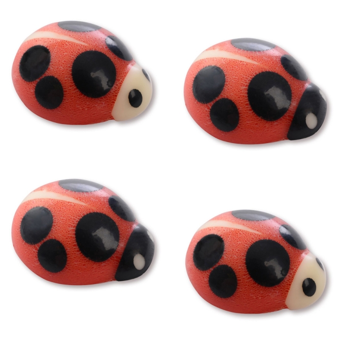 4 Mini Coccinelles   1, 5 cm  Chocolat blanc 
