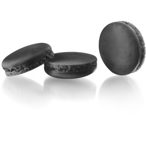 6 Coques de Macarons Noirs  3,5 cm  (Pour 3 Macarons)