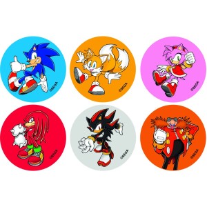 12 Stickers � Biscuits Sonic (5,5 cm) - Sucre