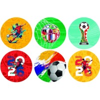 12 Stickers � Biscuits Coupe du Monde de Football  (5,5 cm) - Sucre