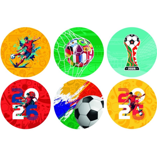 12 Stickers � Biscuits Coupe du Monde de Football  (5, 5 cm) - Sucre 