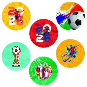 12 Stickers à Biscuits Coupe du Monde de Football (5,5 cm) - Sucre