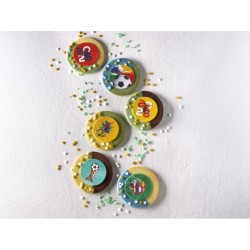 12 Stickers � Biscuits Coupe du Monde de Football  (5, 5 cm) - Sucre. n�7