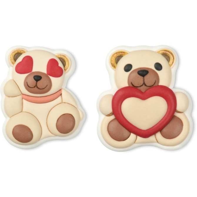 2 Oursons Coeurs - Sucre - 6 cm