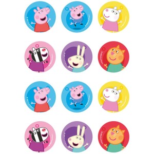 12 Stickers  Biscuits Peppa Pig (5,8 cm) - Sucre