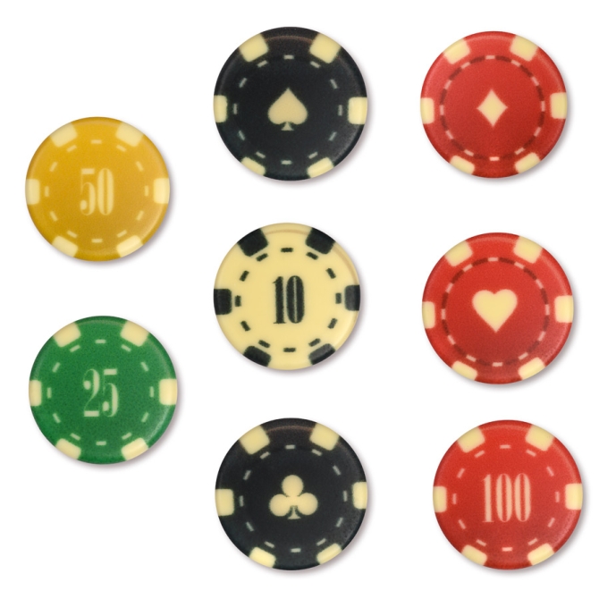 8 Jetons Casino (3, 8 cm) - Chocolat Blanc 