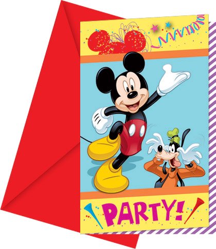 6 Invitations Mickey et ses amis 