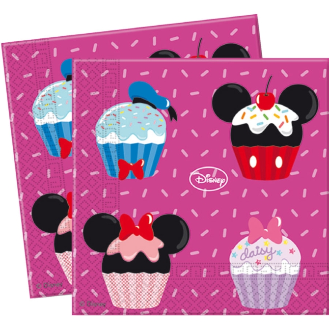 20 Serviettes Mickey Cupcakes 