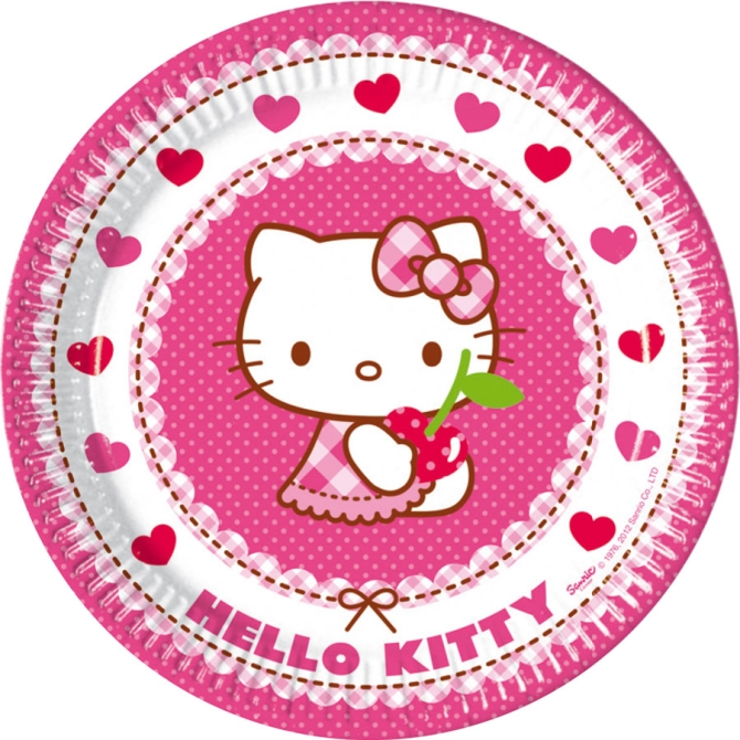 8 Assiettes Hello Kitty Cerise 