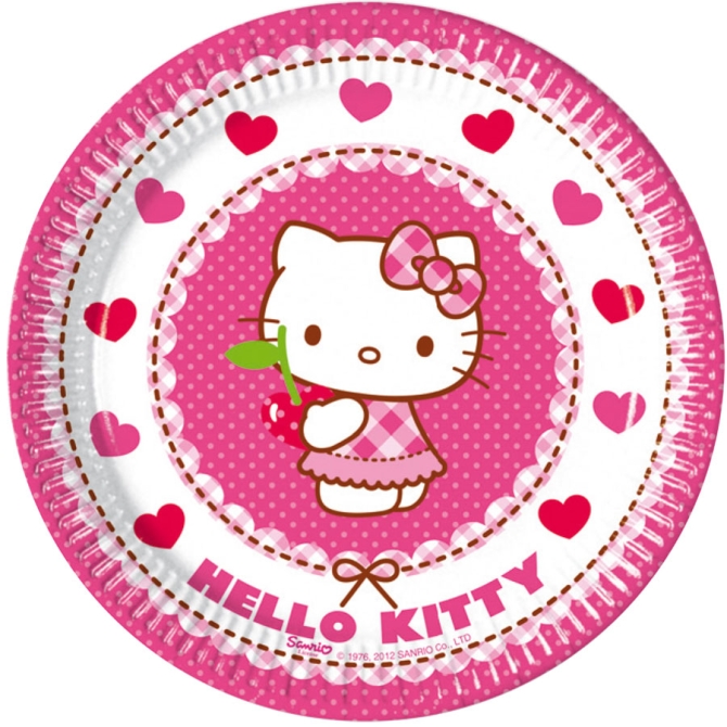 8 Petites Assiettes Hello Kitty Cerise 