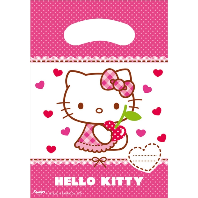 6 Pochettes cadeaux Hello Kitty Cerise 