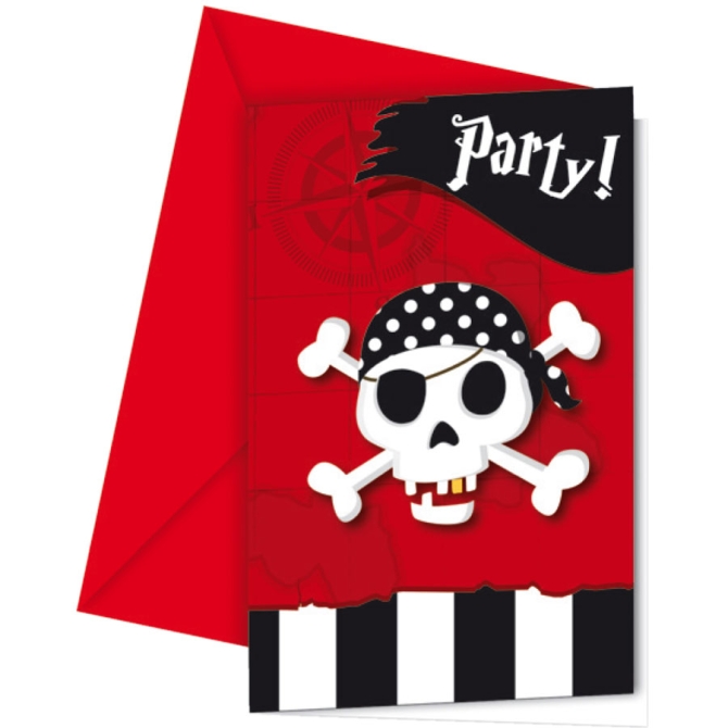 6 Invitations Pirate Terreur 