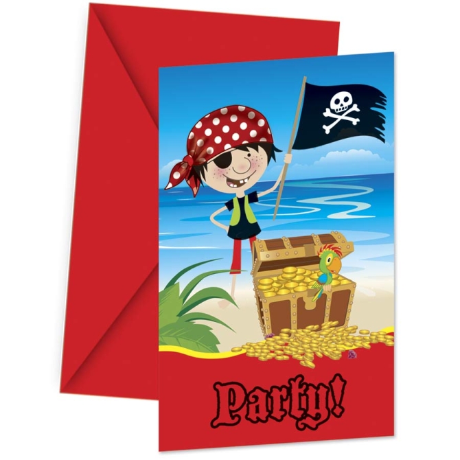 6 Invitations Little Pirates 