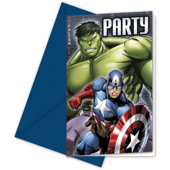 6 Invitations Avengers Rassemblement 