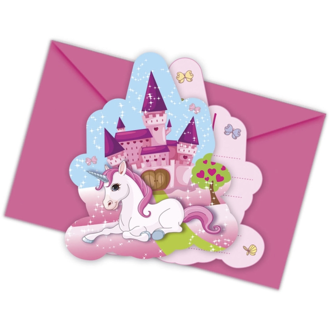 6 Invitations Licorne Enchante 