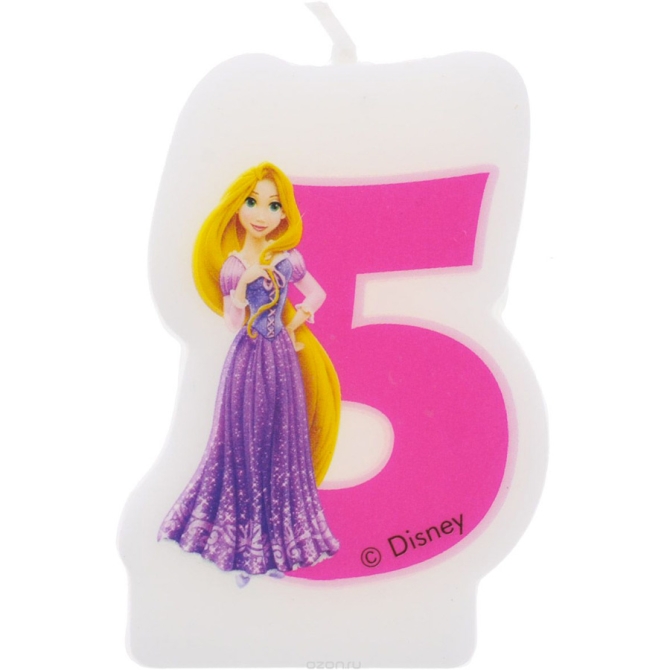 Bougie chiffre 5 Princesses Disney 