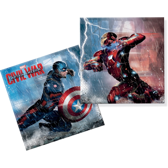 20 Serviettes Captain America Civil War 