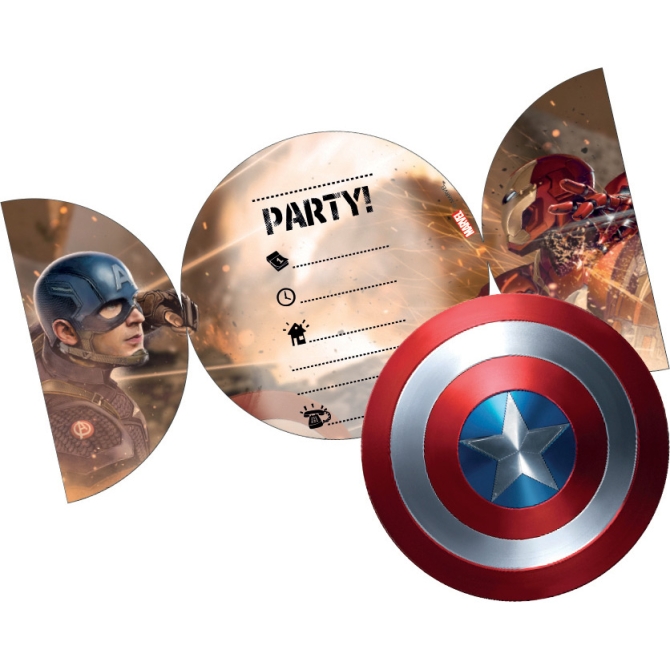 6 Invitations Captain America Civil War 