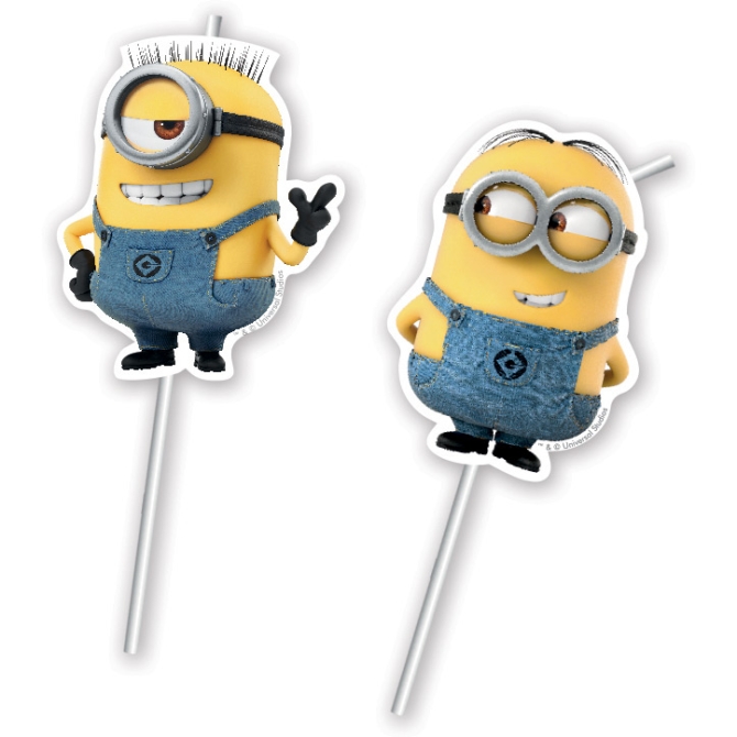 6 Pailles Mdaillon Lovely Minions 