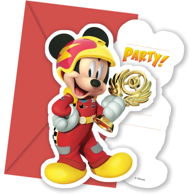 6 Invitations Mickey Racing 