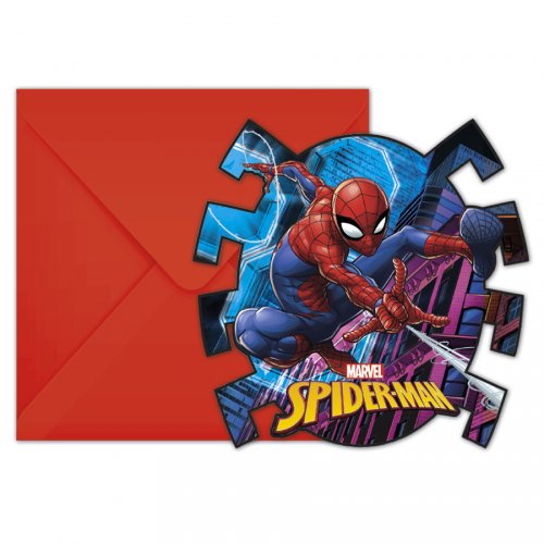 6 Invitations Spiderman Team 