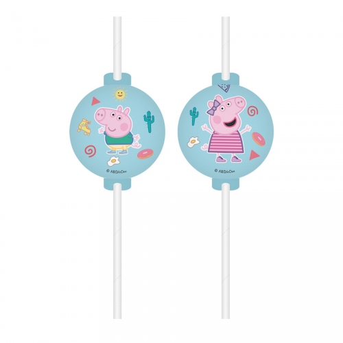 4 Pailles Peppa Pig Fun - recyclable 