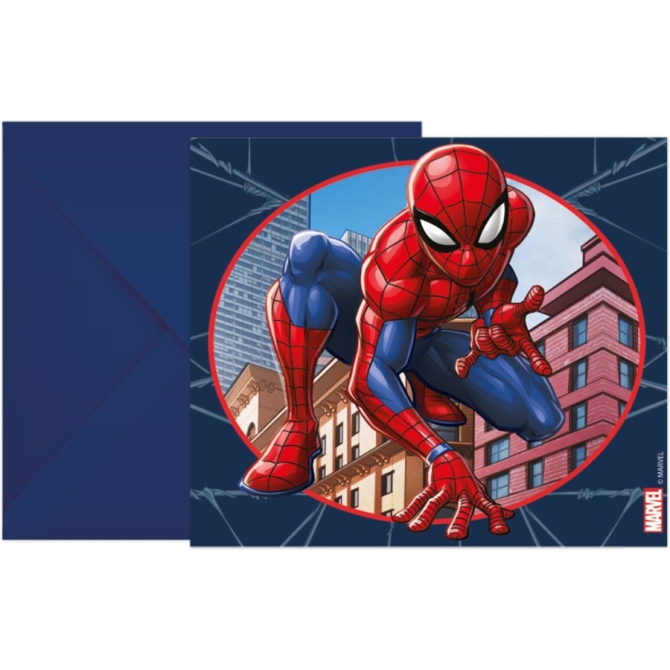 6 Invitations Spiderman Crime Fighter 