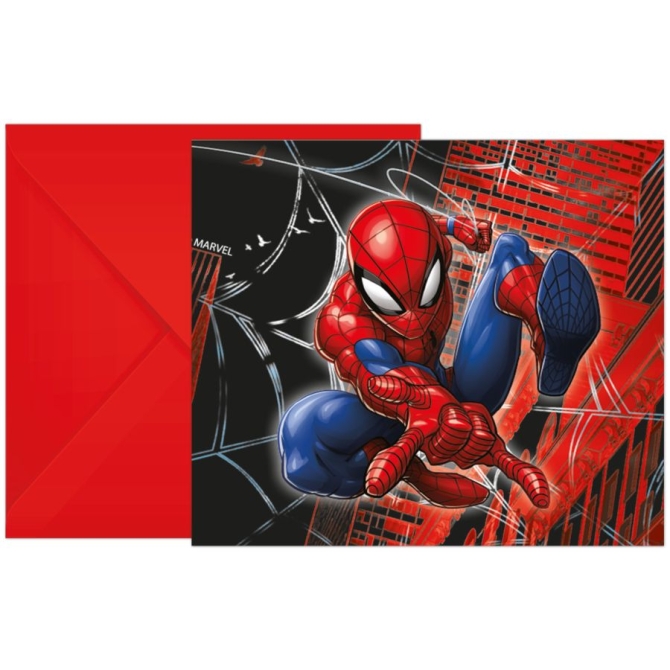 6 Invitations Spiderman World Of Webs 