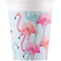 8 Gobelets Flamant Rose Tropical