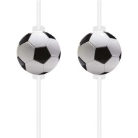 Contient : 1 x 4 Pailles Football Party - Recyclable