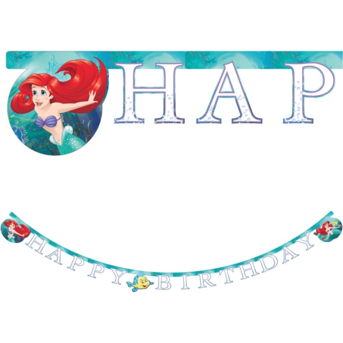 Guirlande lettres Happy Birthday Ariel La Petite Sirne 