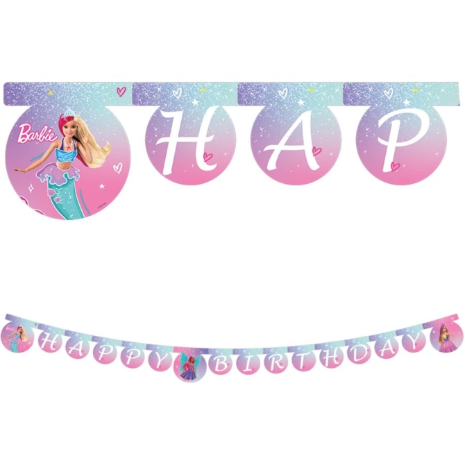 Guirlande lettres Happy Birthday Barbie Fantasy 