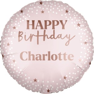 Ballon Aluminium Hlium Personnalisable Lettres - Happy Birthday Rose  46 cm