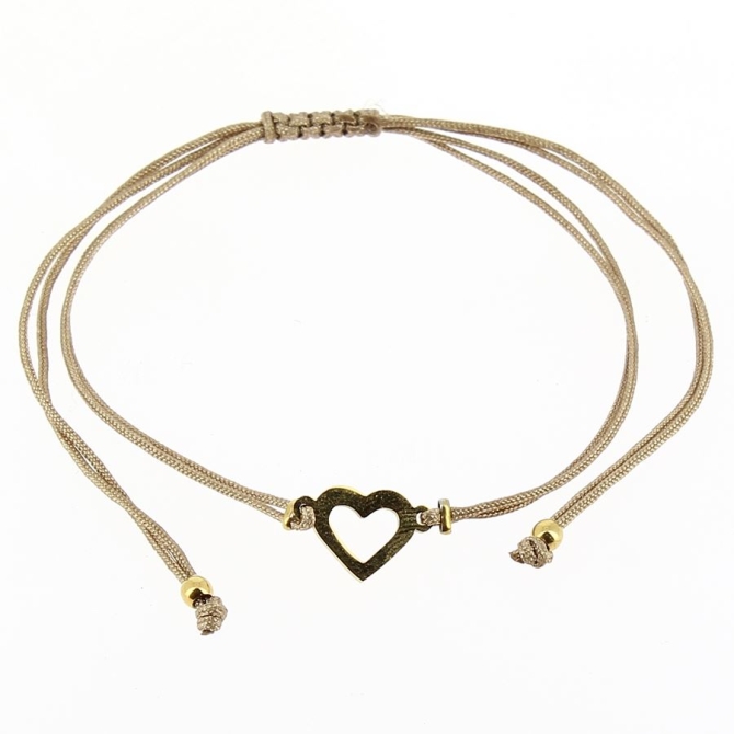 1 Bracelet Cordon - Coeur Acier Dor 