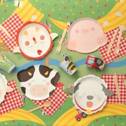 6 Petites Assiettes Ferme en Folie Moutons / Chiens / Poules. n°7