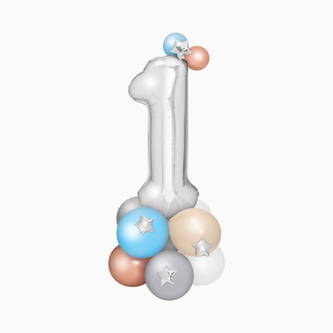 Bouquet de Ballons Argenté – Chiffre 1