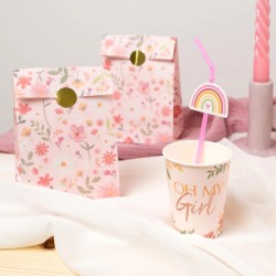 4 Pochettes Cadeaux Floral Rose. n°3