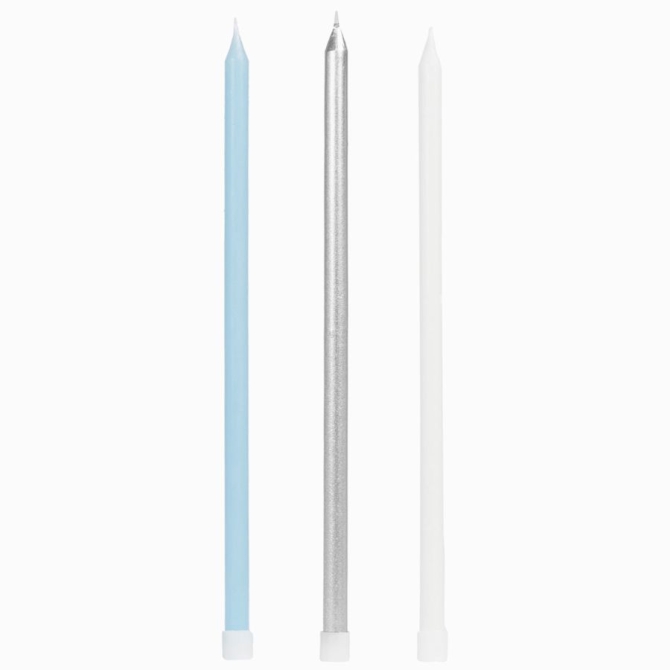 12 Bougies Bleues Extra-Longues � 14, 5 cm 