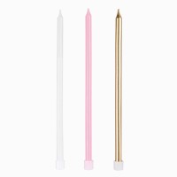 12 Bougies Roses Extra-Longues � 14,5 cm